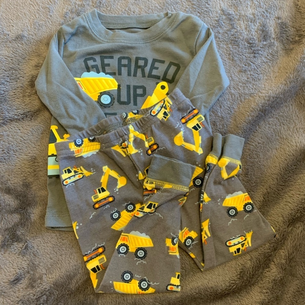 Carter's Geared Up Construction Pajama Set - Gray and Yellow